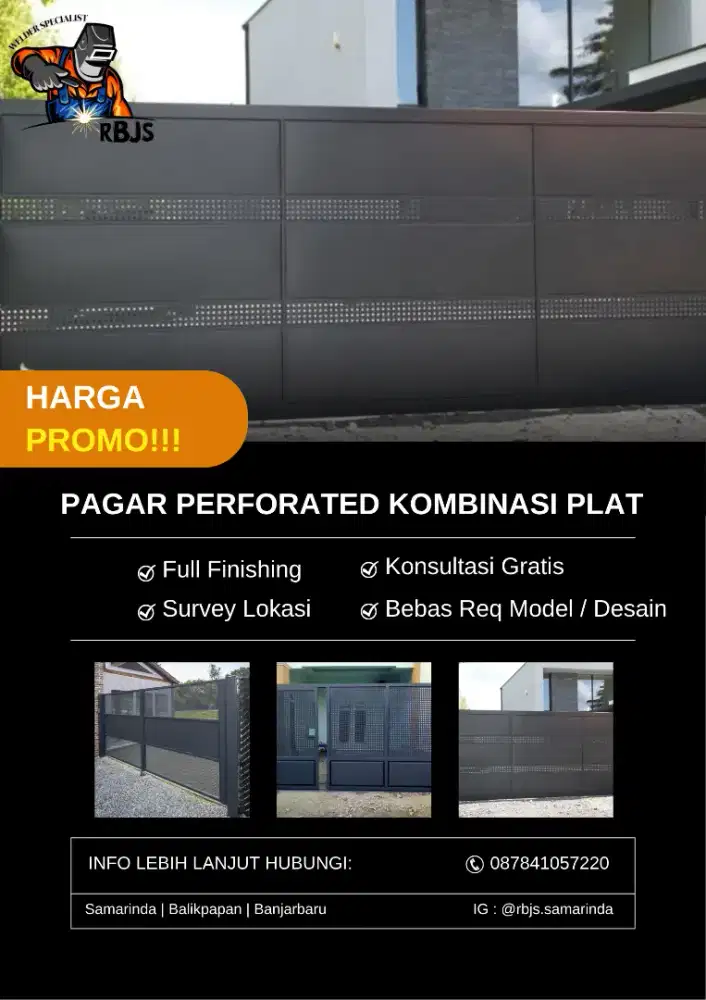 pagar perforated kombinasi plat