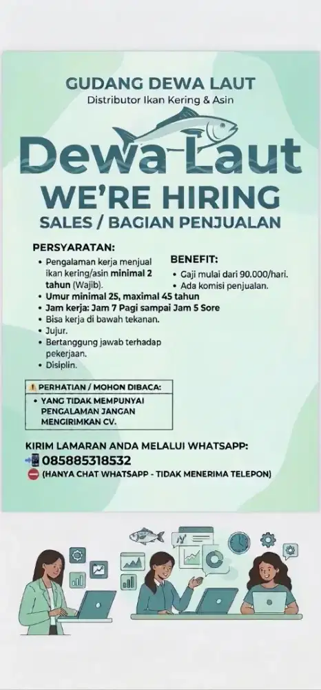 Dicari bagian penjualan ikan asin