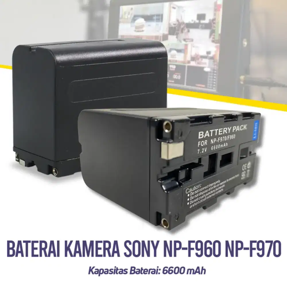 (2 Baterai 1 Charger) Baterai Kamera Sony NP-F960 NP-F970 7.2V 6600mAh