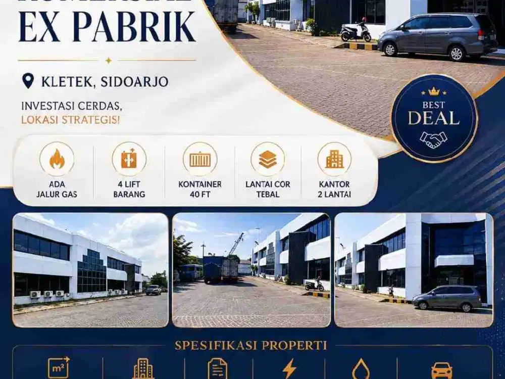 GUDANG KOMERSIAL EX PABRIK DI KLETEK - SIDOARJO