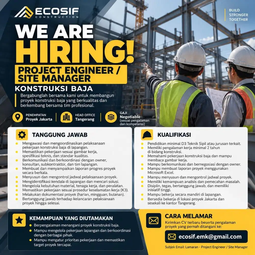 Lowongan kerja site manajer