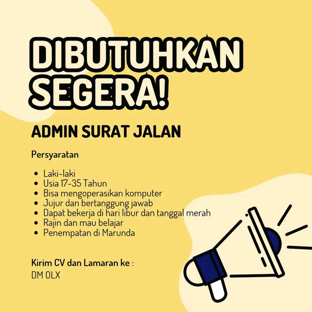 DIBUTUHKAN ADMIN SURAT JALAN (TALLY) DAN BAGIAN LAPANGAN
