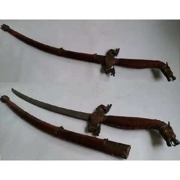 Vintage Antik pedang samurai emperor era dinasty berukirkan naga Hong