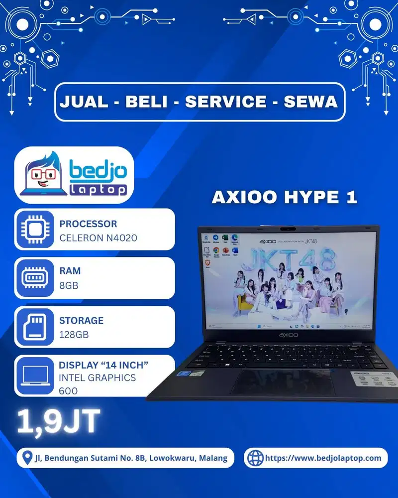 Laptop Murah Meriah RAM 8GB, Axioo Hype 1, laptop Axioo untuk kerja