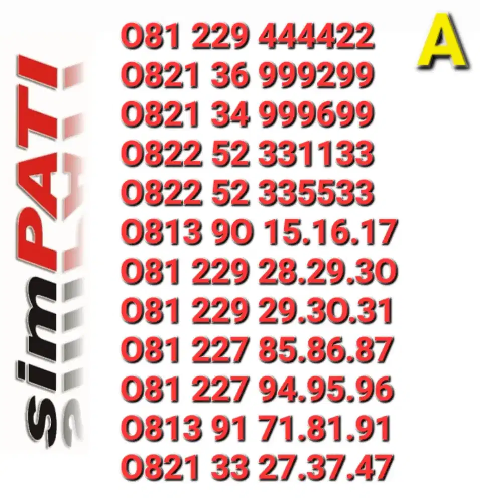 Nomor simpati 999x99..
