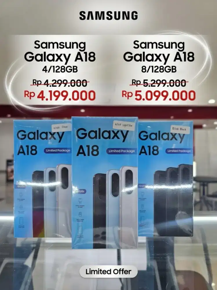 NEW SAMSUNG GALAXY A18 4+4/128GB SEGEL BOX GARANSI RESMI + FREE CASE