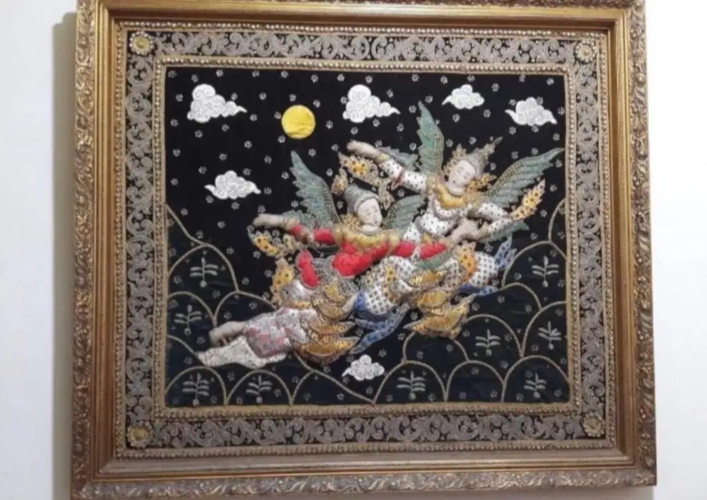 Dijual lukisan kanvas kain timbul