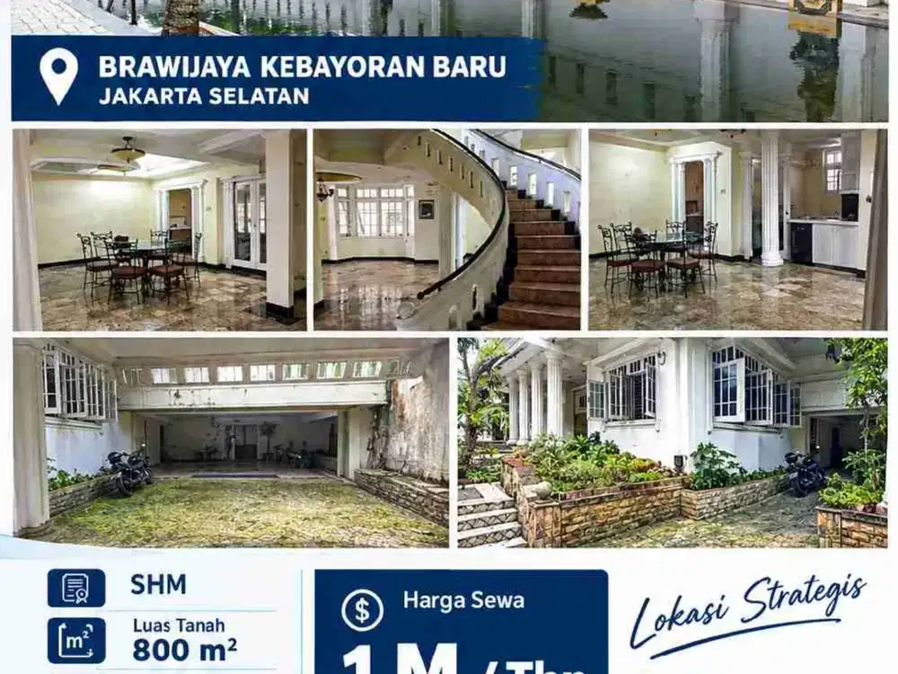 DISEWAKAN RUMAH BRAWIJAYA KEBAYORAN BARU JAKARTA SELATAN
