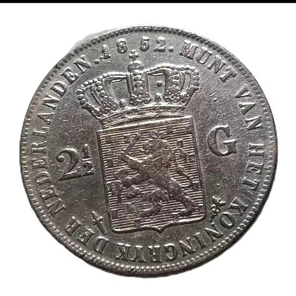 Koin Langka 1852 WILLEM 2.5 GULDEN BELANDA
