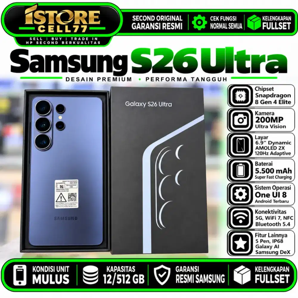 SECOND SAMSUNG S26 ULTRA 12/512GB Garansi Resmi Samsung