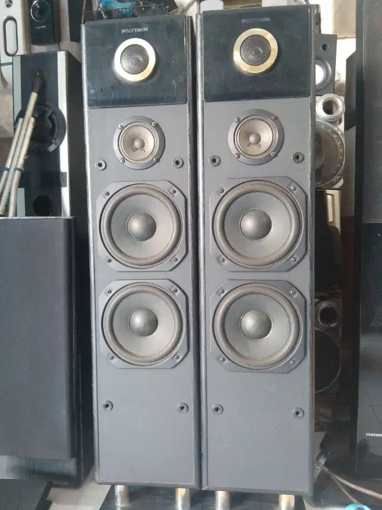 Polytron Floor Standing Speaker Dobel Woofer, full ori, box utuh