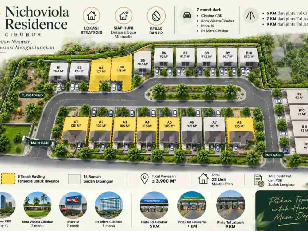 Jual Kavling Luas 105 s.d 135 meter di Kranggan, Cibubur.