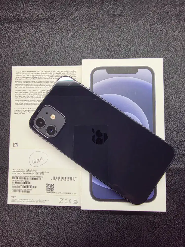 Iphone 12 64gb black second resmi