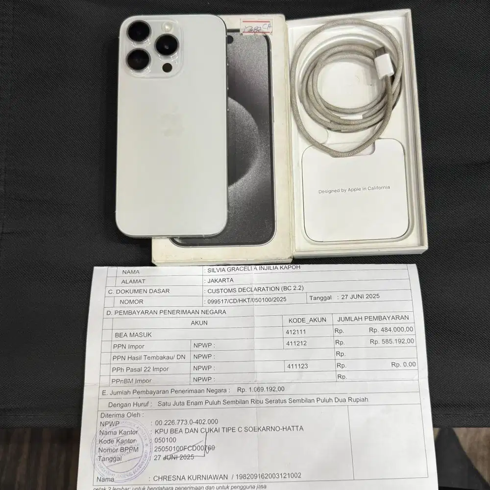 iphone 15 pro 128gb resmi beacukai fullset ori lengkap faktur pajak