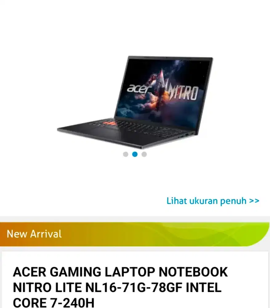 Laptop ACER GAMING NITRO LITE NL16-71G-78GF Cicilan DP 0