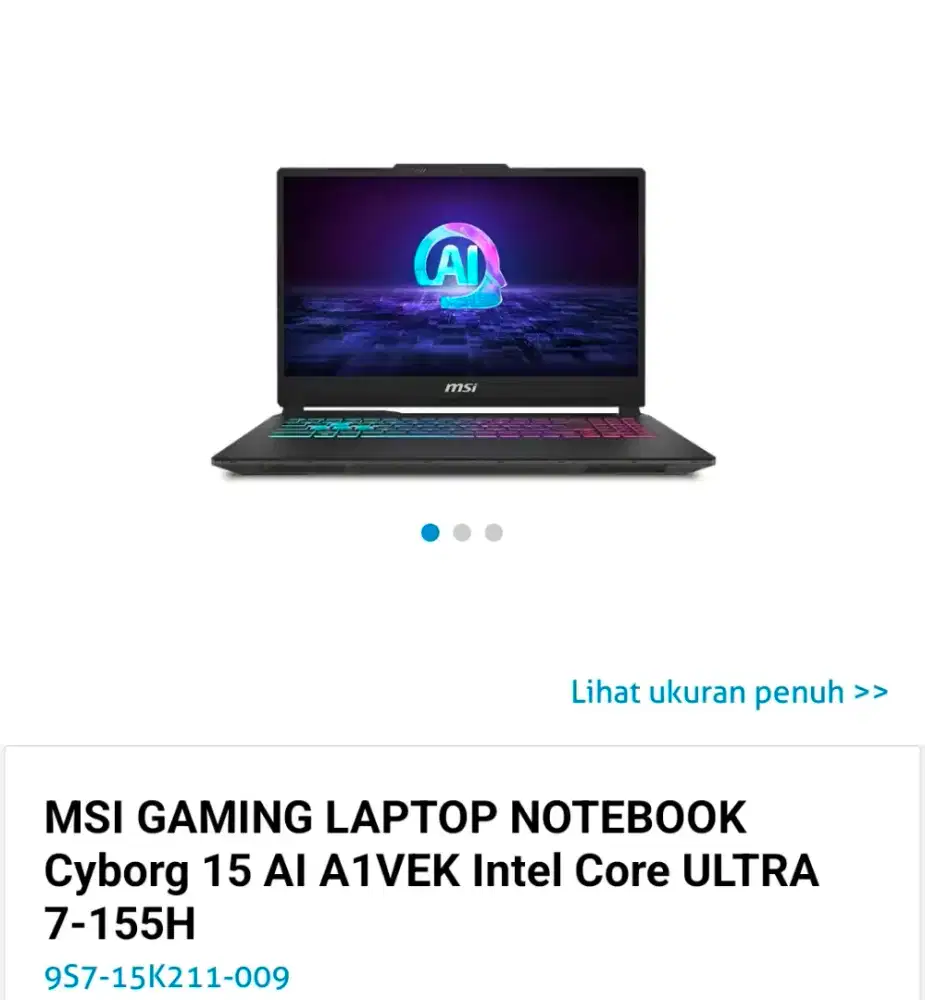 Laptop MSI GAMING Cyborg 15 Al A1VEK Cicilan DP 0