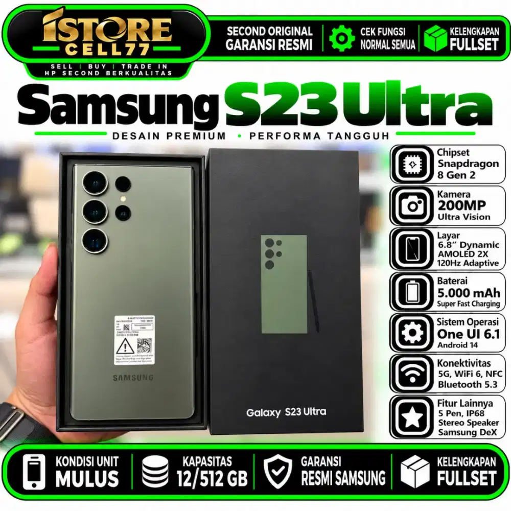 SECOND SAMSUNG S23 ULTRA 12/512 Garansi Resmi Samsung