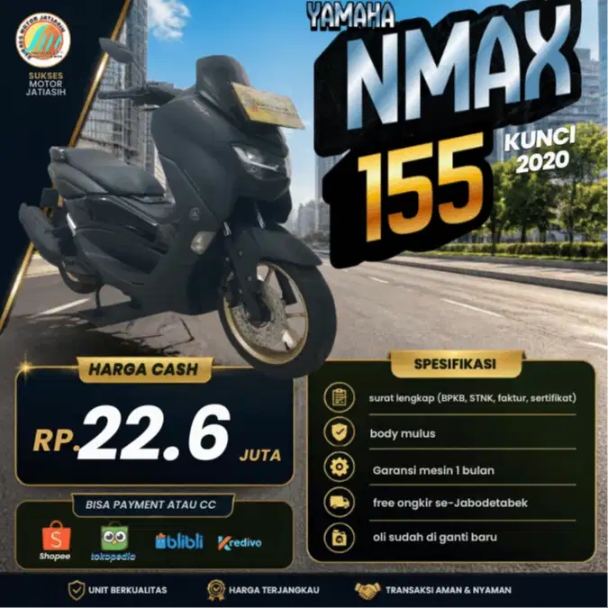 YAMAHA ALL NEW NMAX 2020(KUNCI) PLAT BEKASI PAJAK PANJANG SIAP GAS
