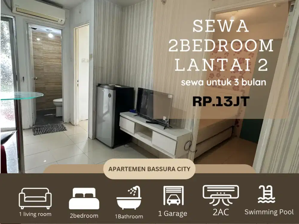 Sewa 2kamar furnish samping mall murah apartemen bassura city