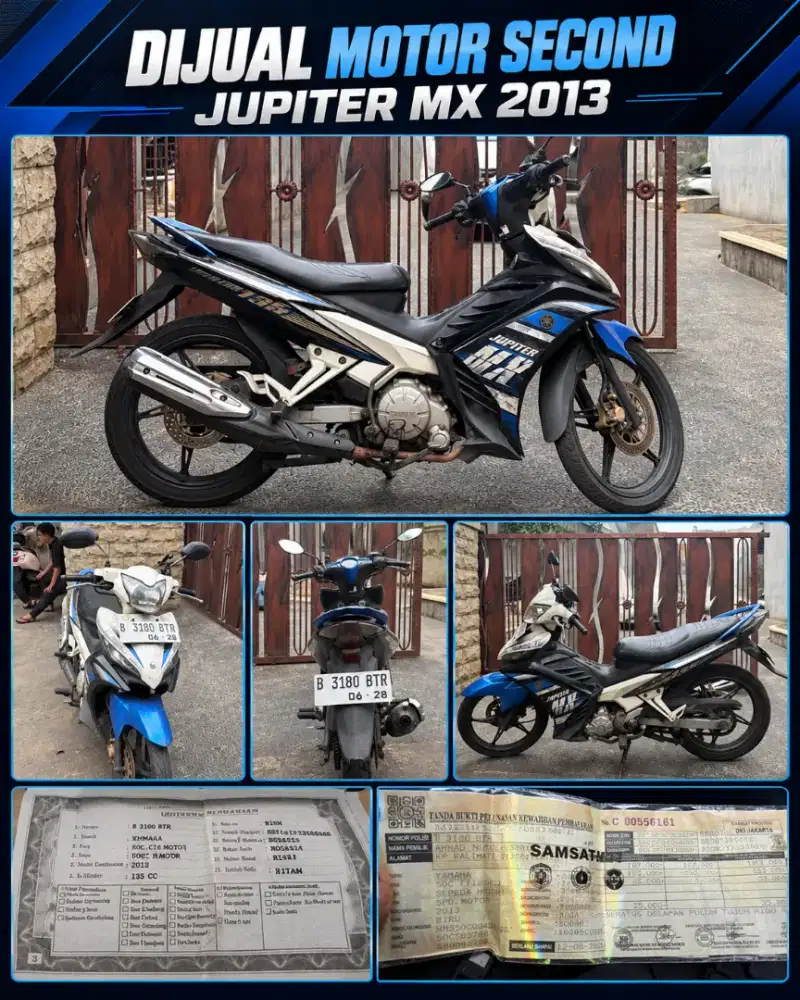 Dijual Cepat Yamaha Jupiter MX 2013 Biru B3180 BTR, Duri Kepa Tj Duren