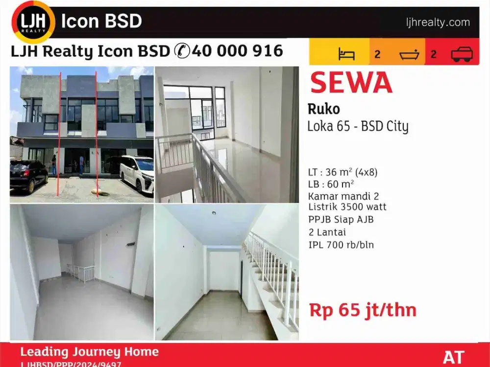 Di Sewakan Ruko Loka 65 BSD City