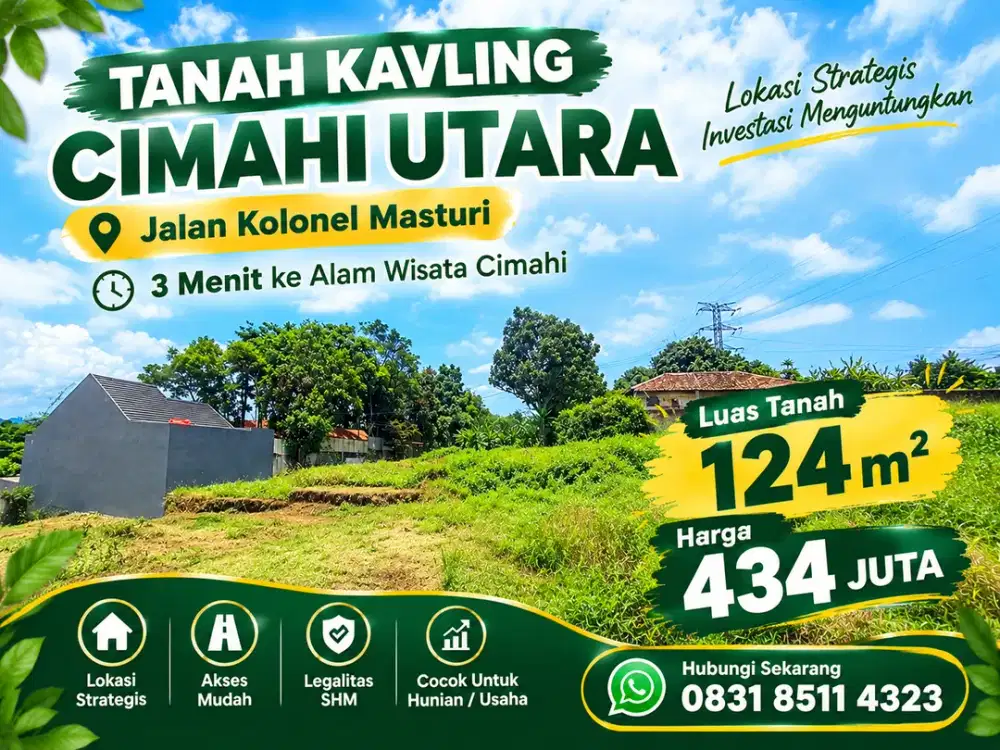 Kavling Siap Bangun Cimahi Utara Luas 124m2 Kontur Datar