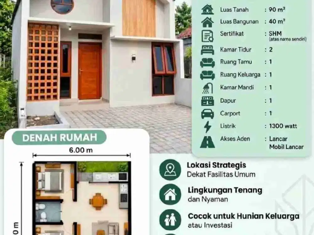 RUMAH MURAH dekat MASJID - dekat PASAR POTROJAYAN di UTARA RSUD PRAMBANAN SLEMAN