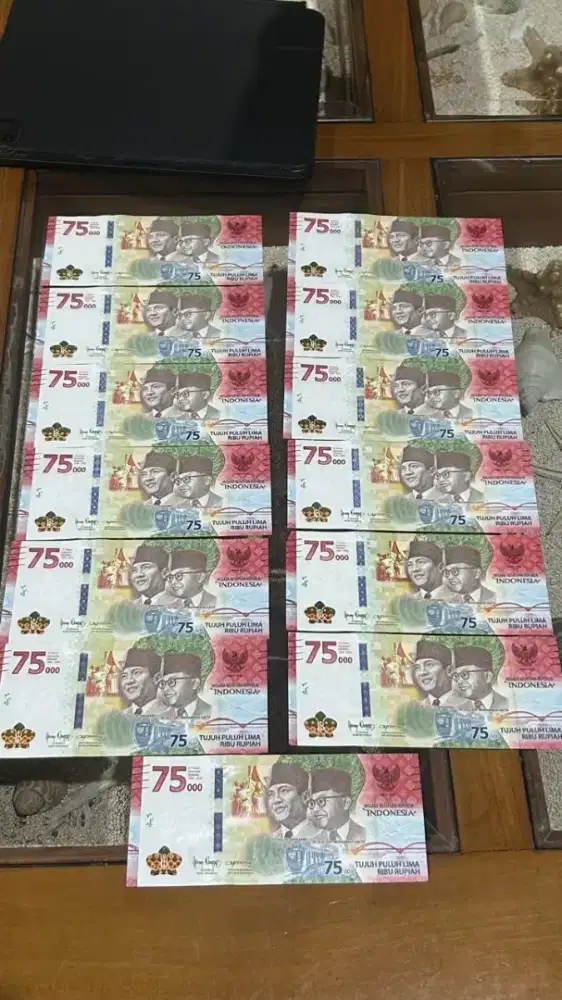 Jual uang 75 ribu edisi kemerdekaan indonesia ke 75 tahun uang koleksi