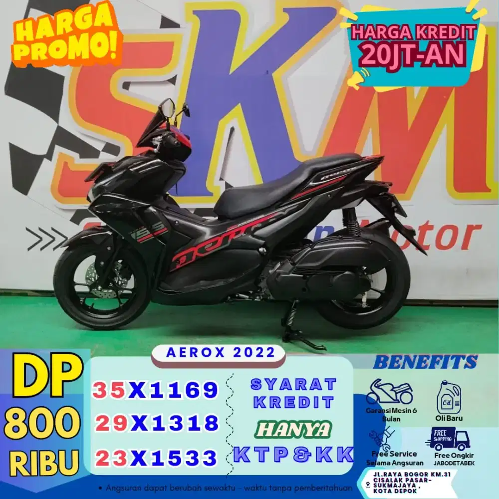 ( aerox tahun 2022 DP:800 garansi mesin 6 bulan cash credit