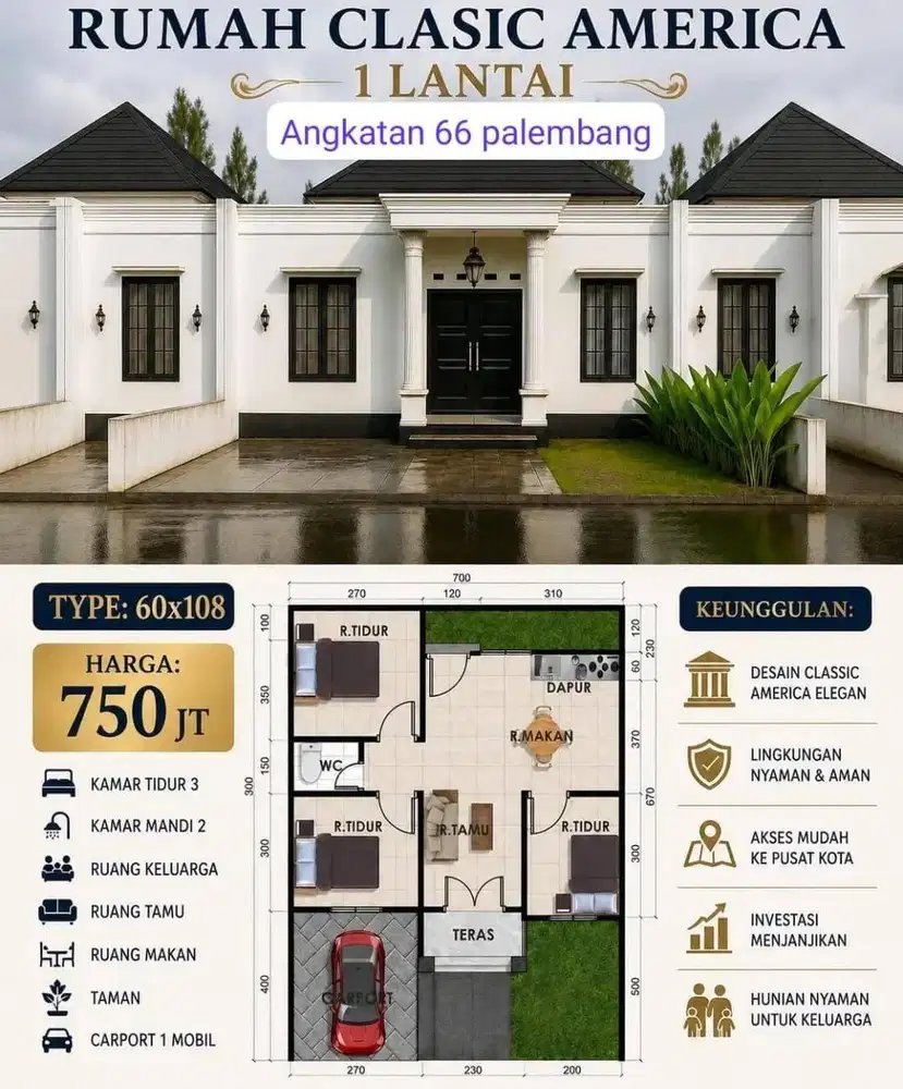JUAL CEPAT RUMAH ANGKATAN 66 KOTA PALEMBANG