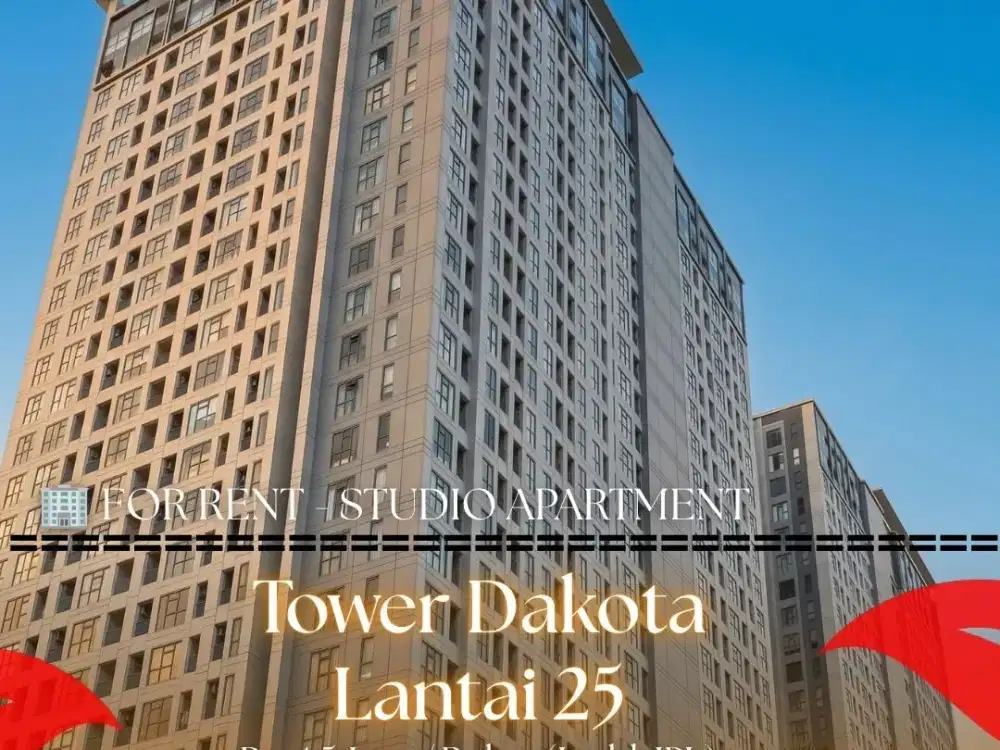 Disewakan Apartemen Studio Full Furnished – Tower Dakota, Lantai 25