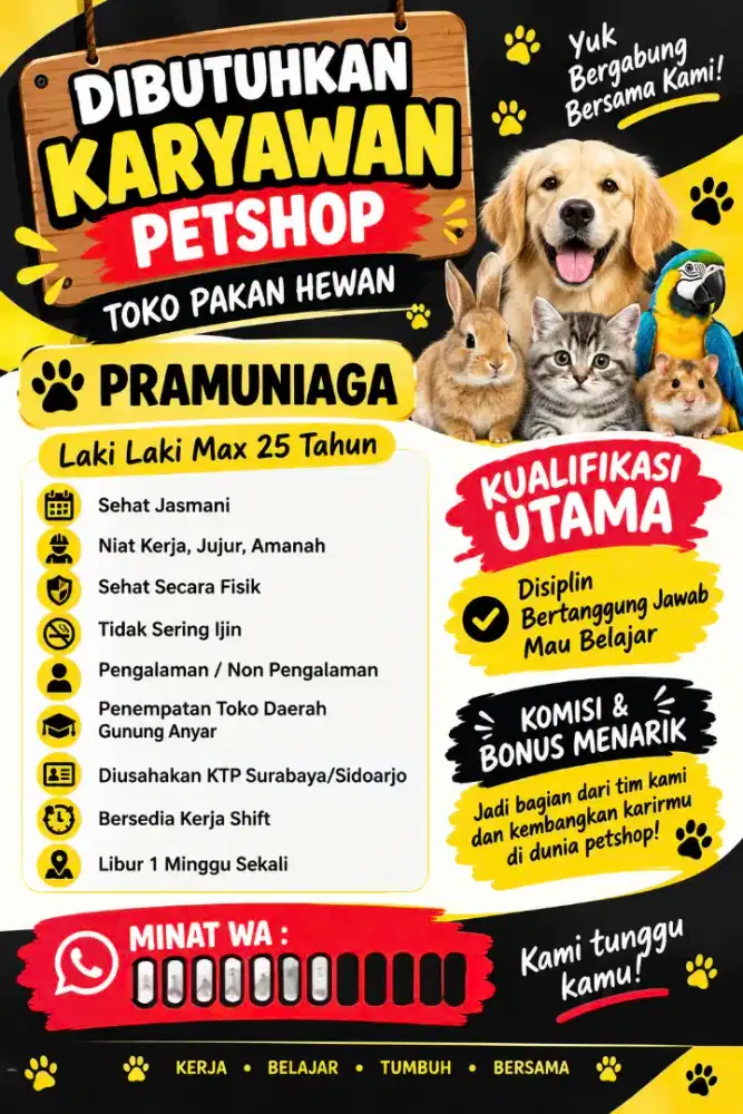 Karyawan Petshop Laki laki