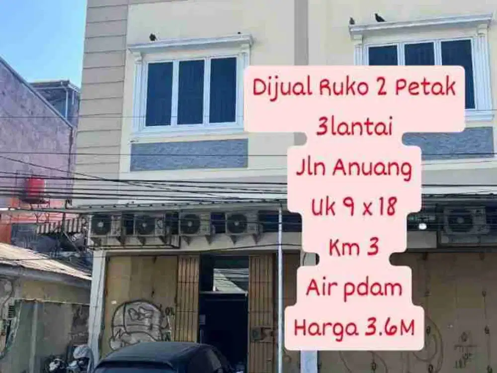 Dijual 2 petak Ruko 3 lantai Jl. Anuang Makassar