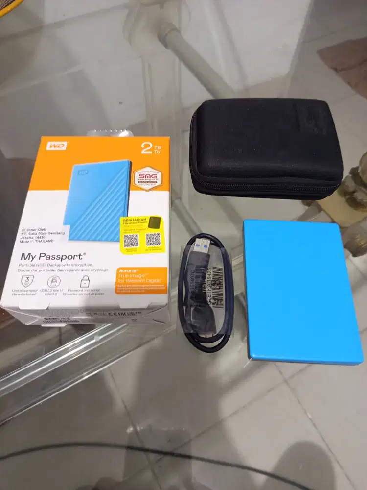Hard Disk External USB WD My Passport 2 TB Blue Lengkap