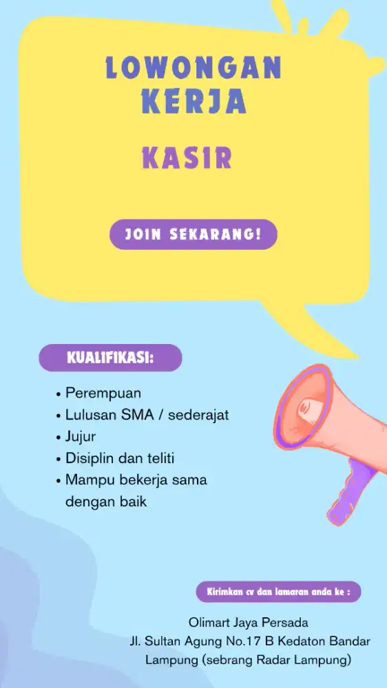 Dibutuhkan Segera Kasir