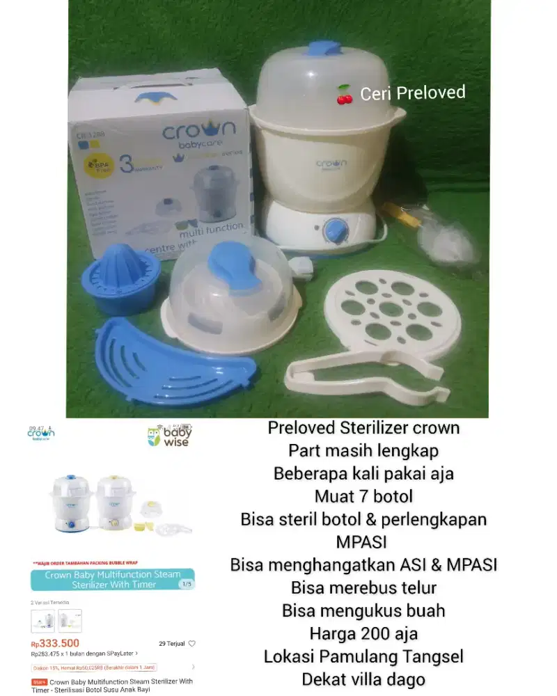 Sterilizer crown steril botol penghangat asi