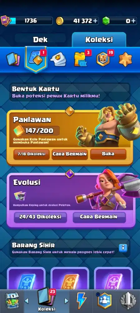 Clash Royale lvl 16 Gold Card Evo dll lengkap tdk coc mobile legend rf