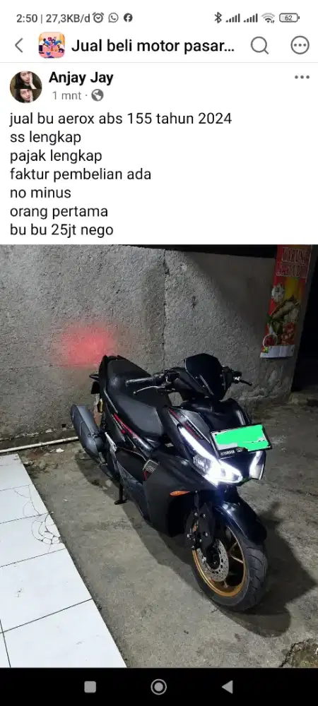 Jual cepet aerox abs 155 tahun 2024