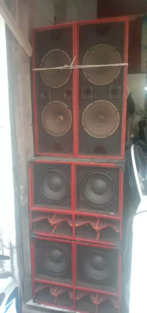 Jual set sepeker subwoofer dan vokal dan power satu rakitan travo 15A