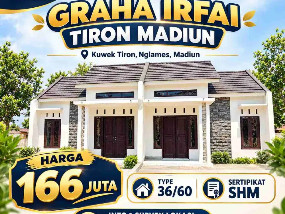 di Jual Rumah Subsidi di dekat Tol Nglames Madiun Graha Irfai Madiun