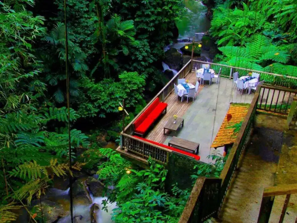 Hotel resort villa residence full view junggle sungai ubud bali