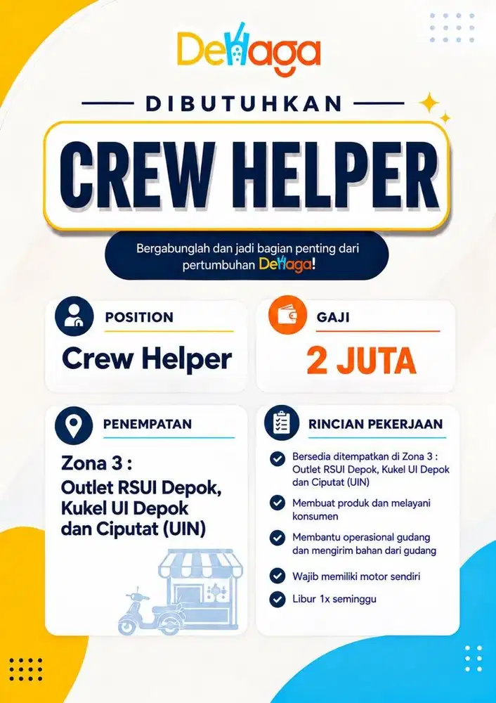 Dibutuhkan Segera Crew Helper