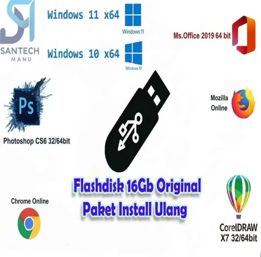 Flashdisk 16GB Paket Install Ulang..