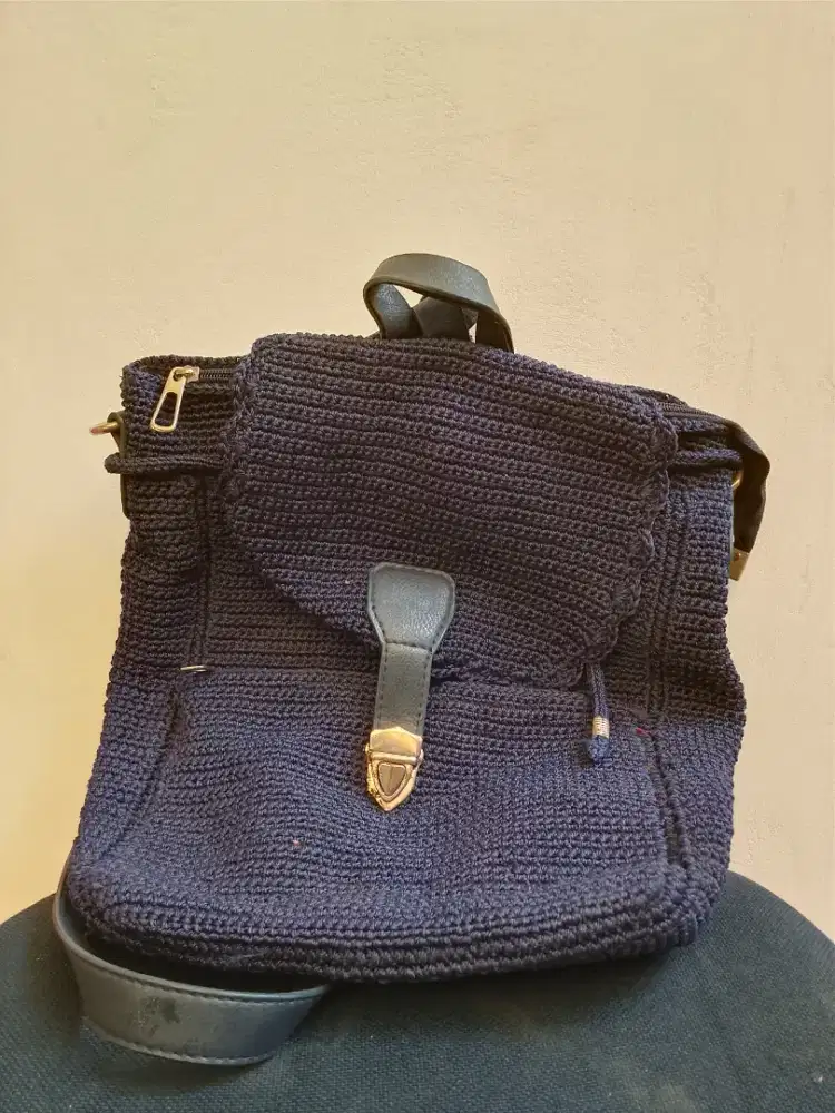 Tas ransel rajut 2 in 1