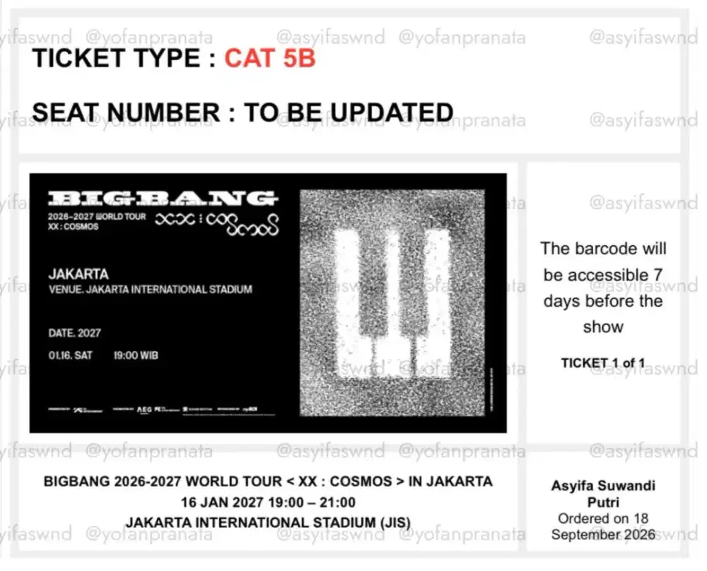 TICKET BIGBANG WORLD TOUR
