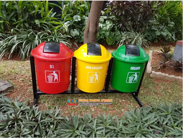 Tempat Sampah Bulat Gandeng Tiga 854 / Tempat Sampah