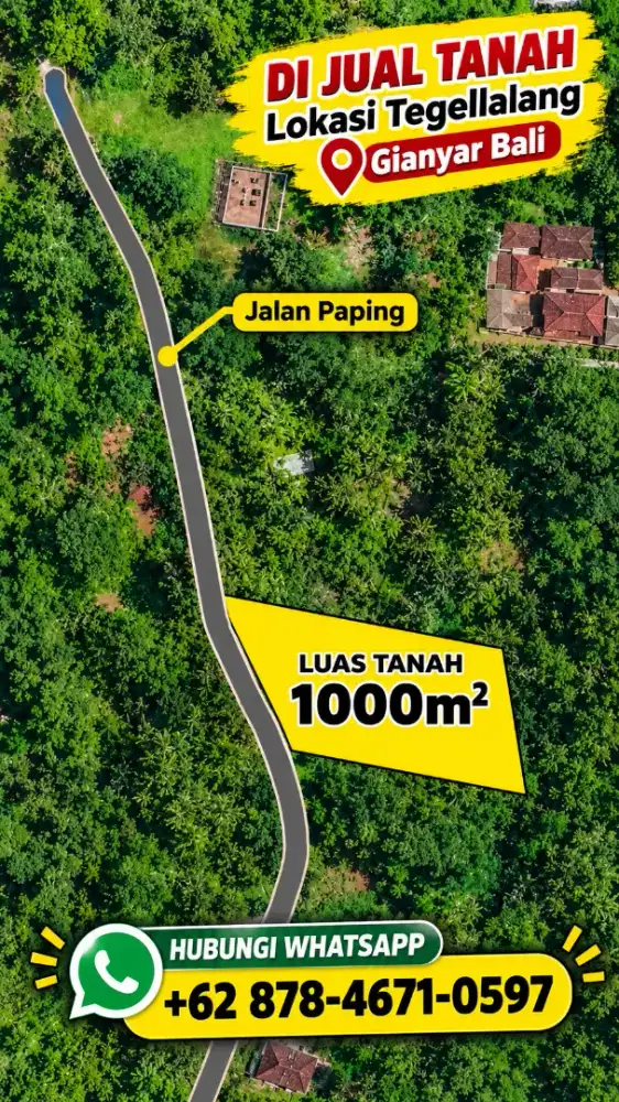 Di jual tanah lokasi tegellalang Gianyar area sudah ada villa