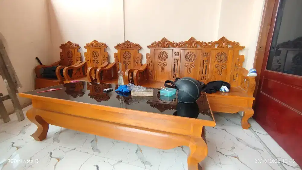 Kursi set jati asli tebal