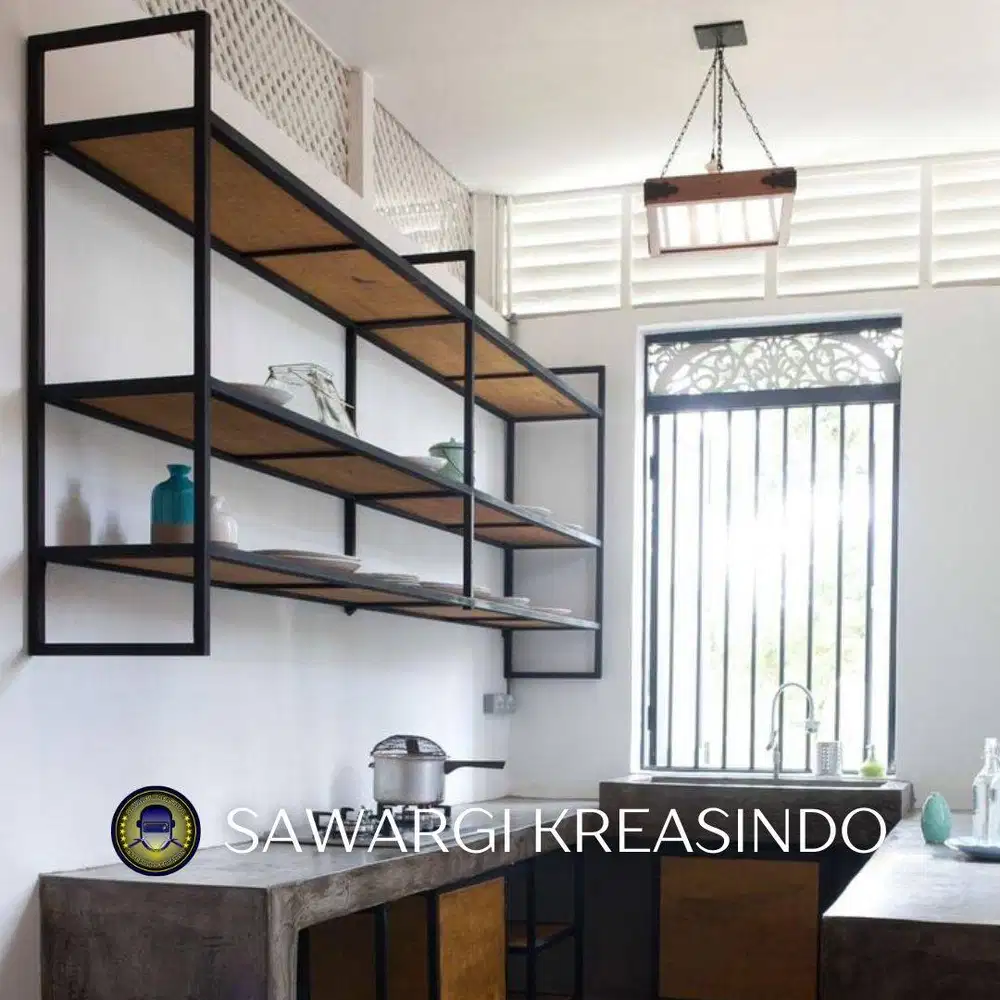 Rak Display Cafe Rangka Besi & Kayu Bandung Cimahi