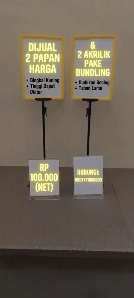 Papan harga dan acrylic